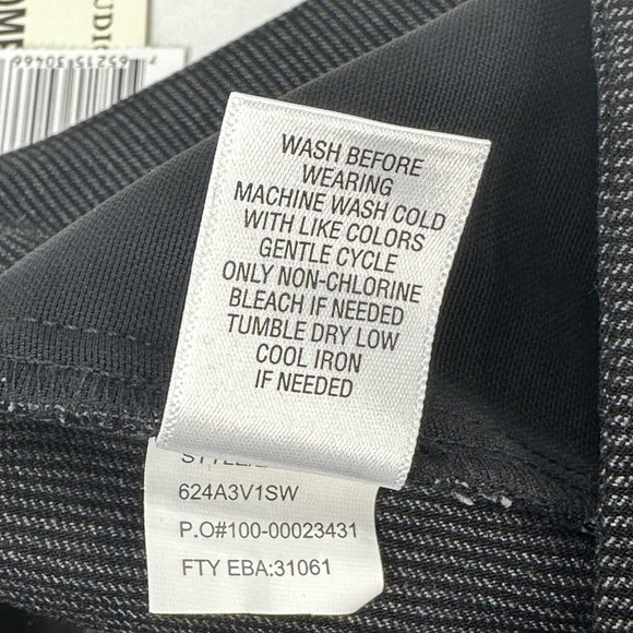 Studio Works Women's Size 16 Petite Briggs Pant Slimming Striped Black Charcoal - Picture 8 of 16